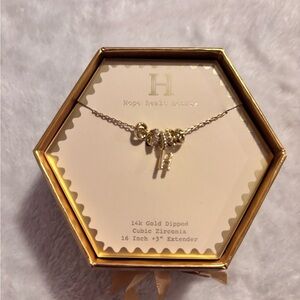 14k Gold-Dipped Key Charm Necklace - Gold H Initial